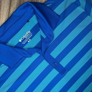 Columbia Golf Omni-Wick “King of the Green” Polo Shirt Blue Striped Size M